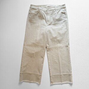 J.Jill High-Rise Full Leg Crop Wide Leg Vertical Stripe Sz 12